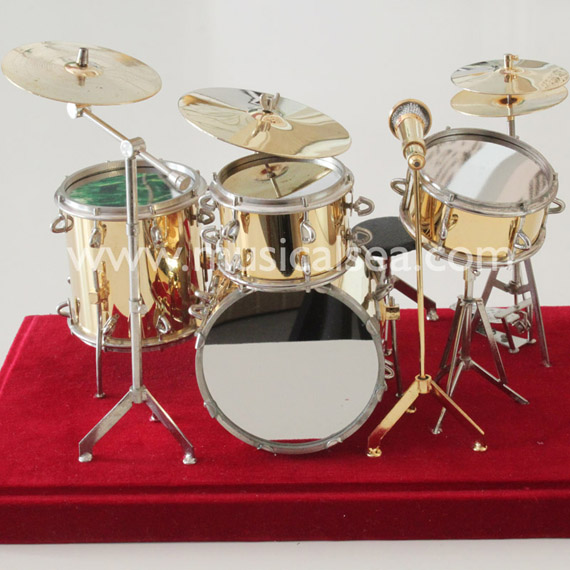 Golden Miniature Drum set metal crafts orname